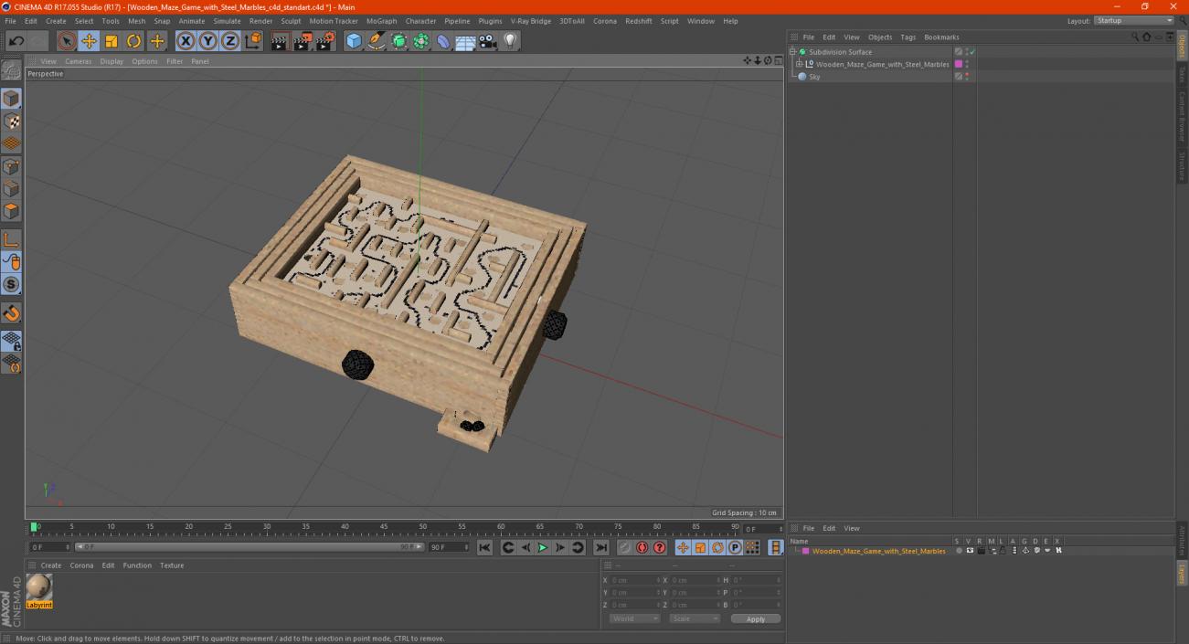 3D model Wooden Maze Game with Steel Marbles