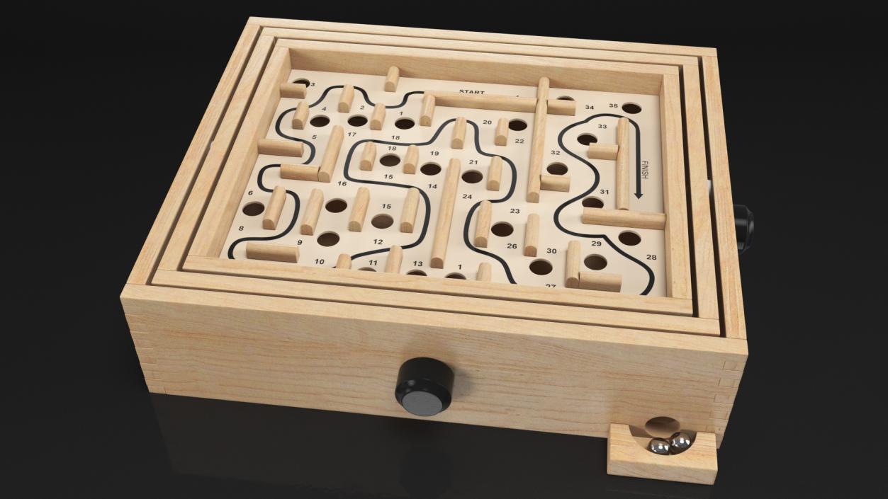 3D model Wooden Maze Game with Steel Marbles