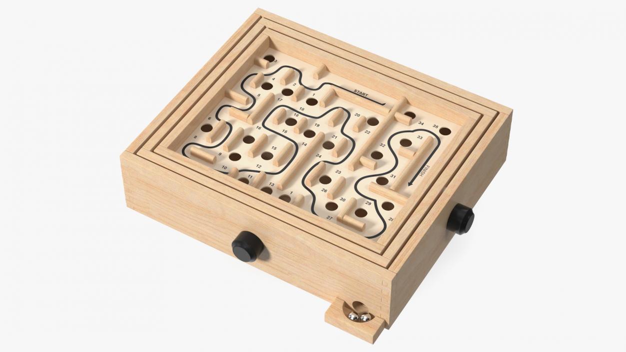 3D model Wooden Maze Game with Steel Marbles