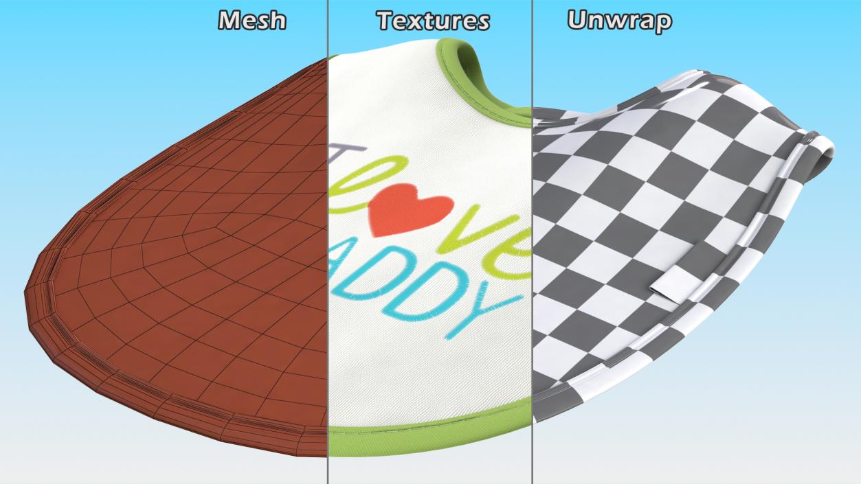 I Love My Daddy Baby Bib 3D model