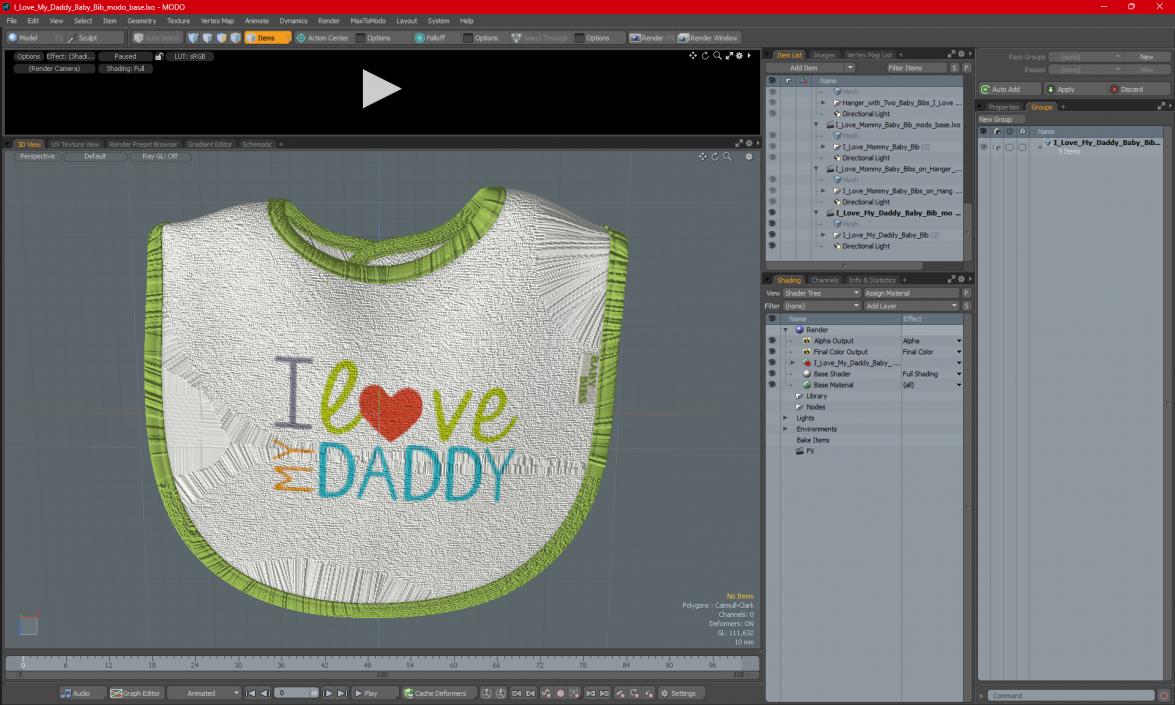 I Love My Daddy Baby Bib 3D model