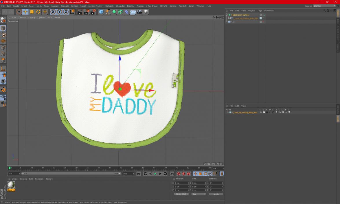 I Love My Daddy Baby Bib 3D model