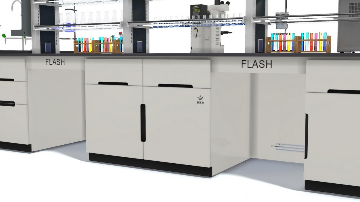 3D Laboratory Table with Equipment