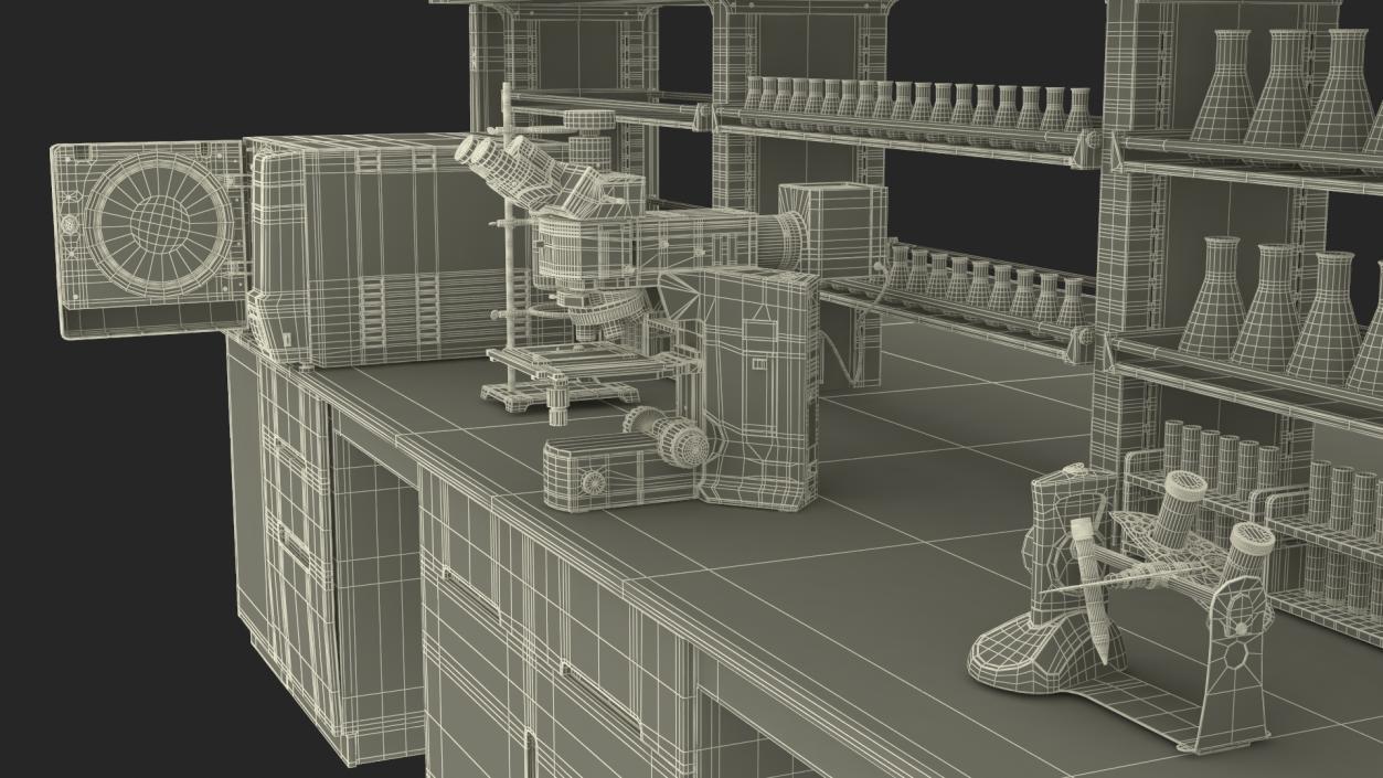 3D Laboratory Table with Equipment