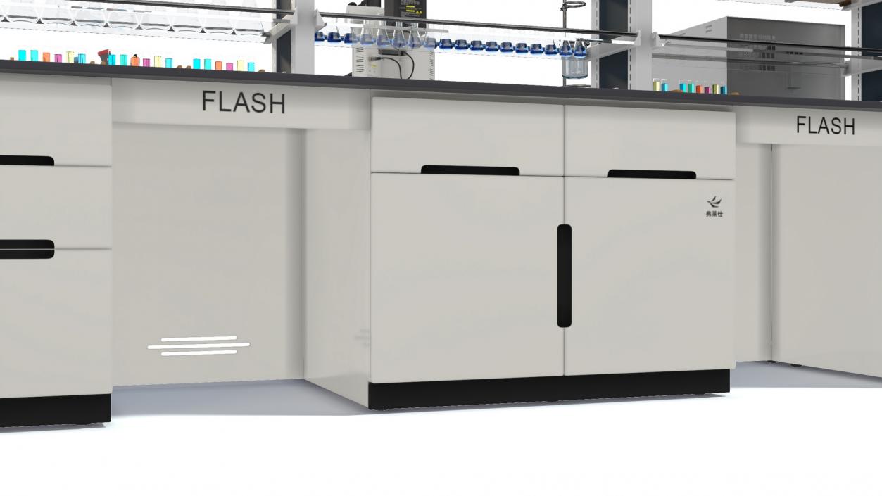 3D Laboratory Table with Equipment