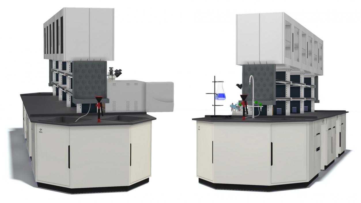 3D Laboratory Table with Equipment