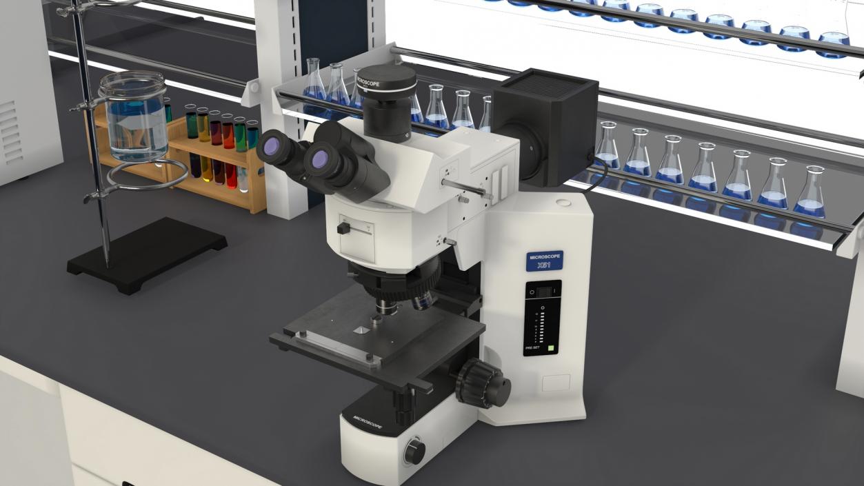 3D Laboratory Table with Equipment