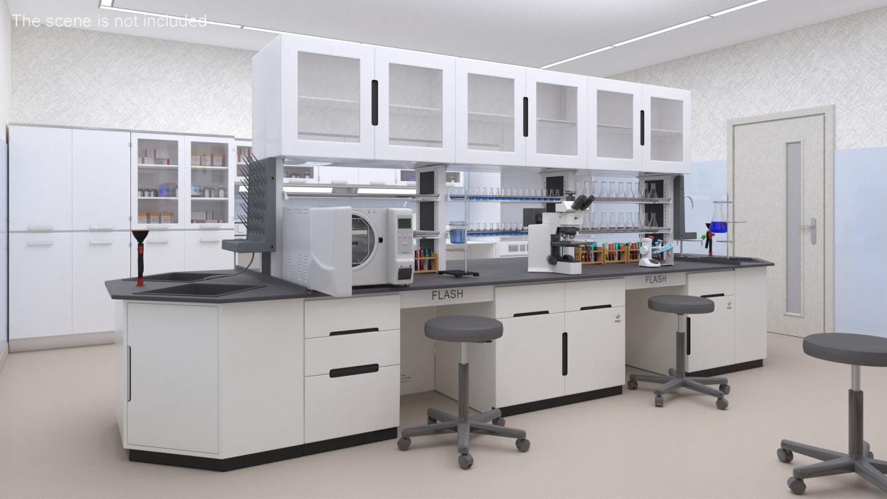 3D Laboratory Table with Equipment