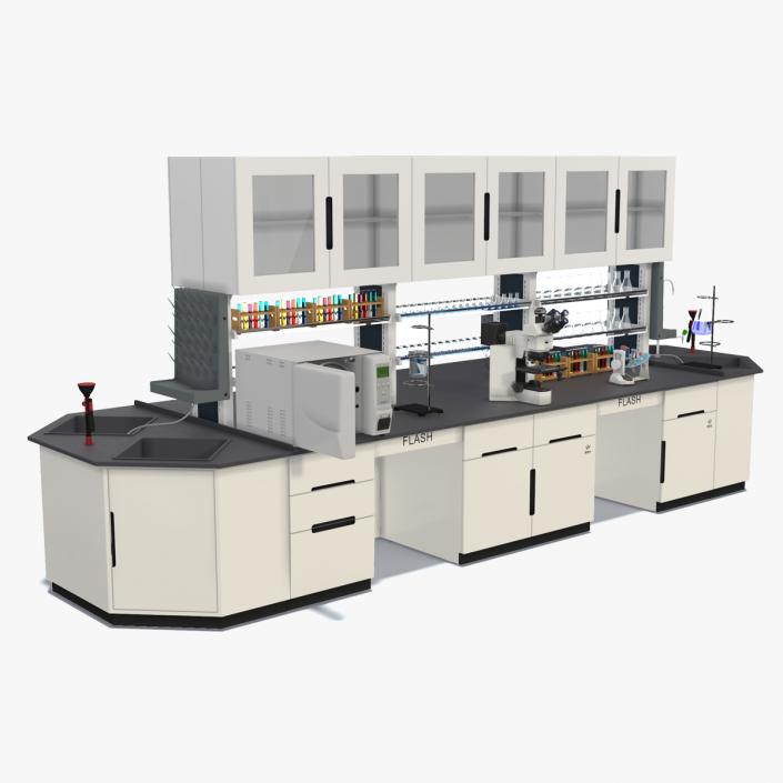 3D Laboratory Table with Equipment