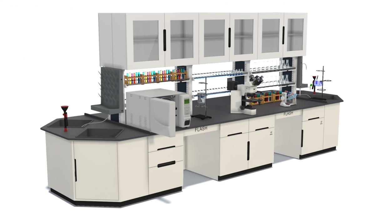 3D Laboratory Table with Equipment