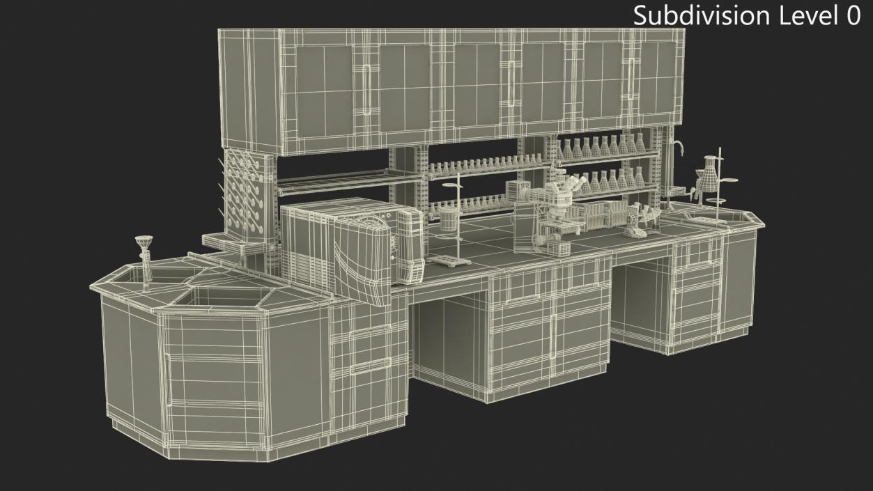 3D Laboratory Table with Equipment