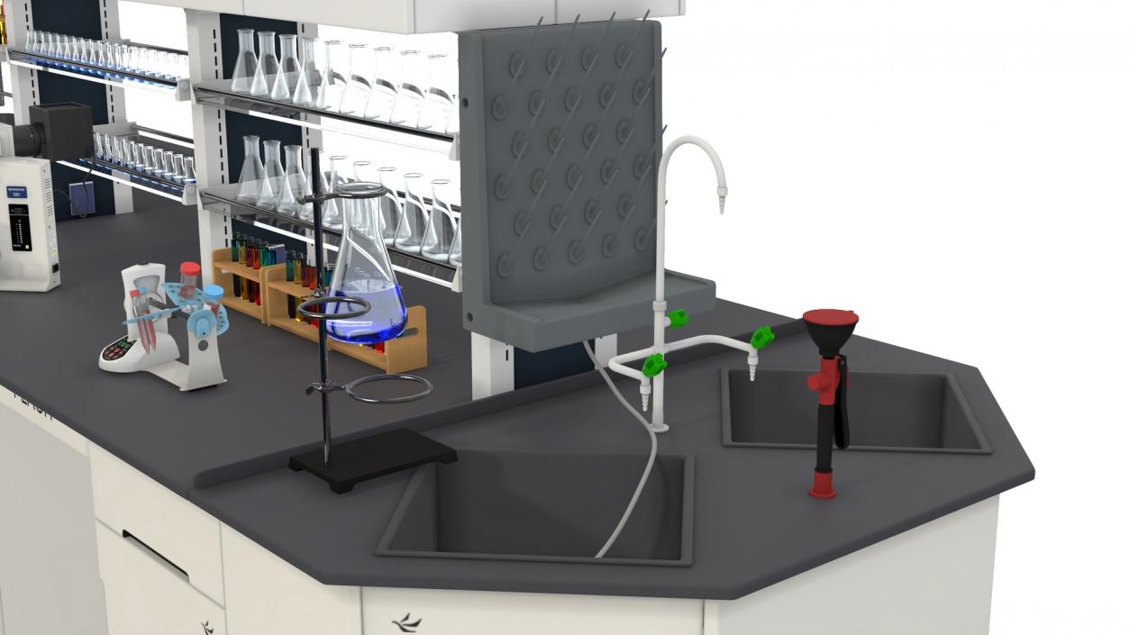 3D Laboratory Table with Equipment