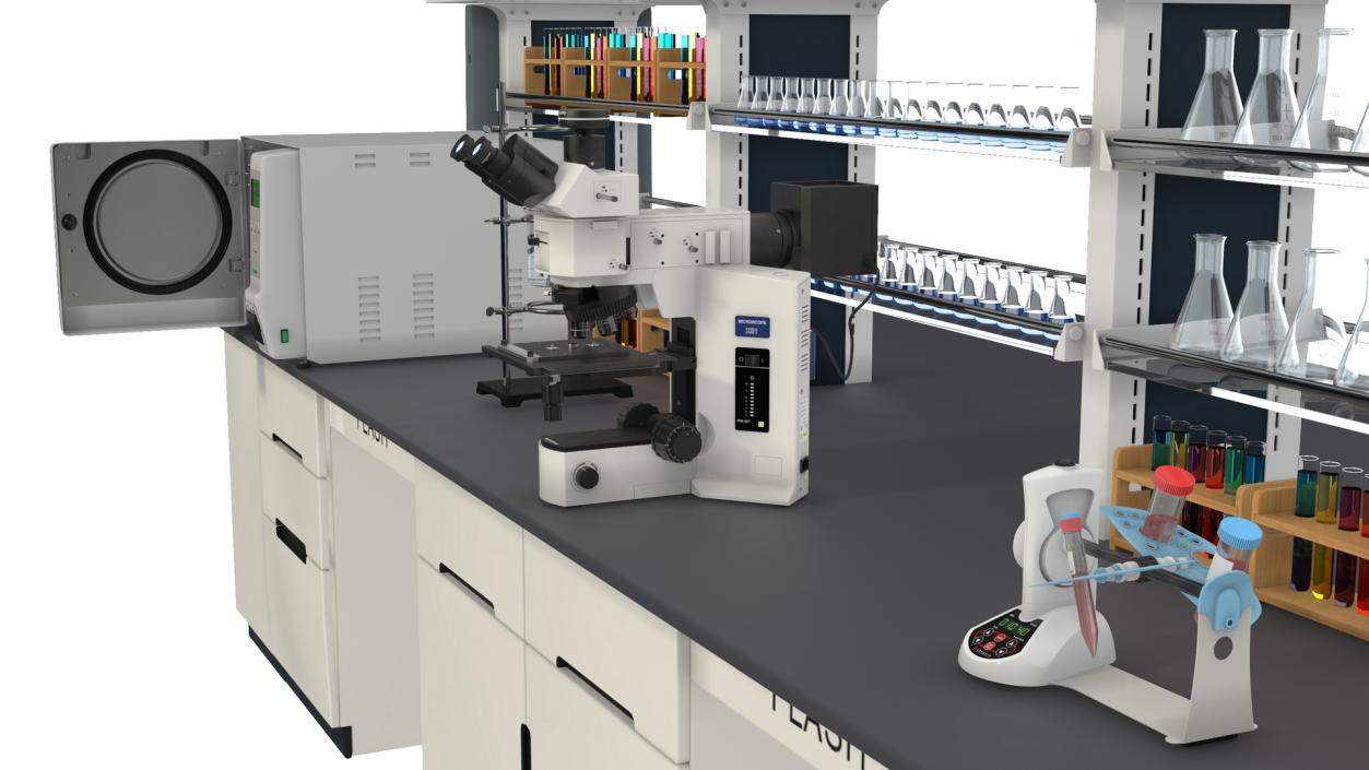 3D Laboratory Table with Equipment