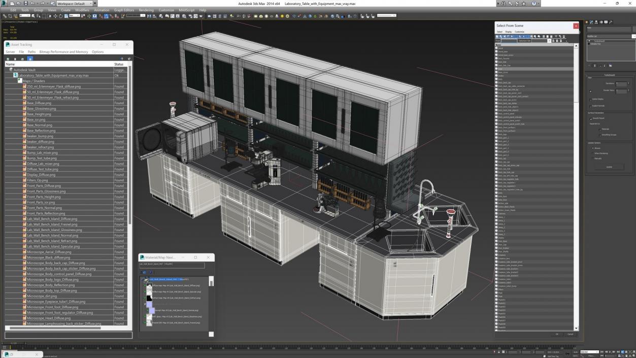 3D Laboratory Table with Equipment