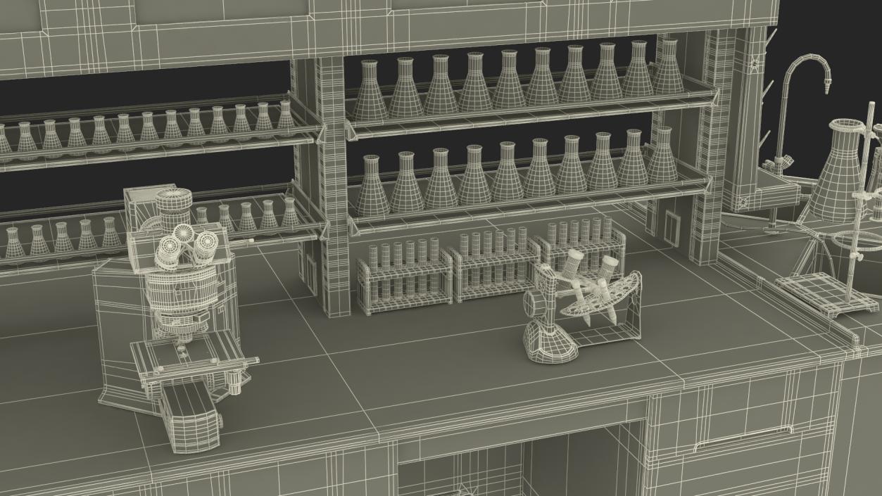 3D Laboratory Table with Equipment