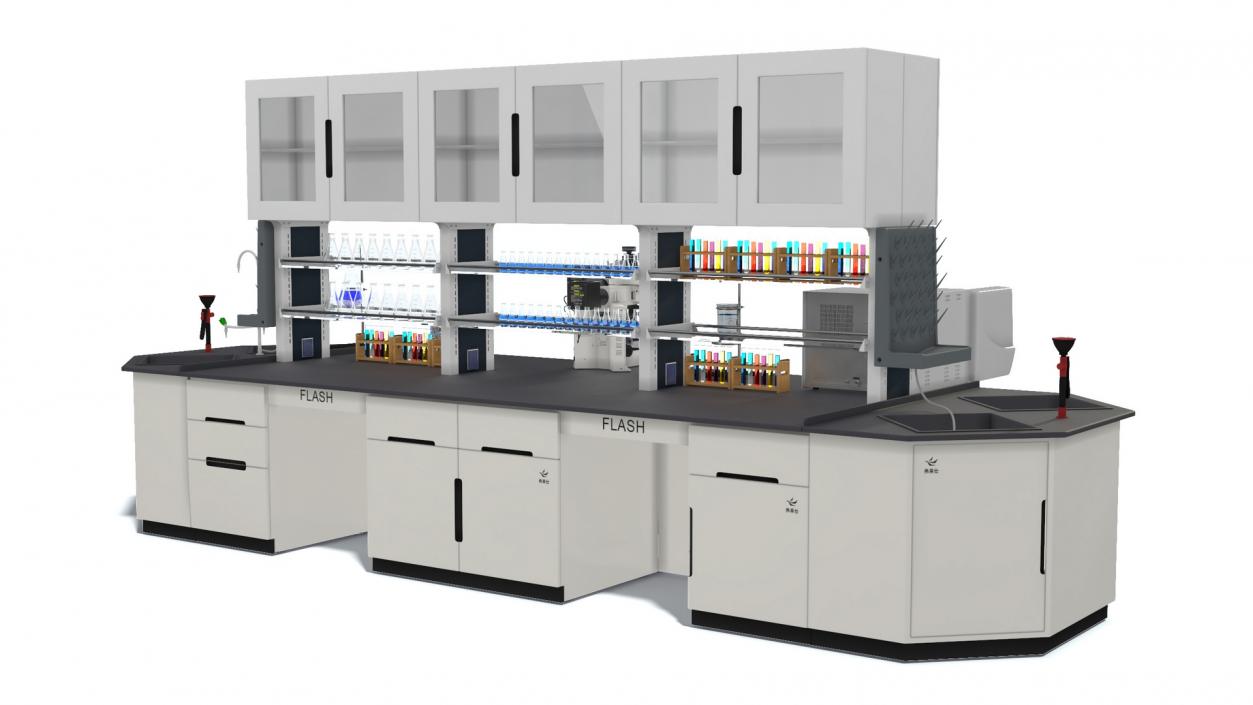 3D Laboratory Table with Equipment