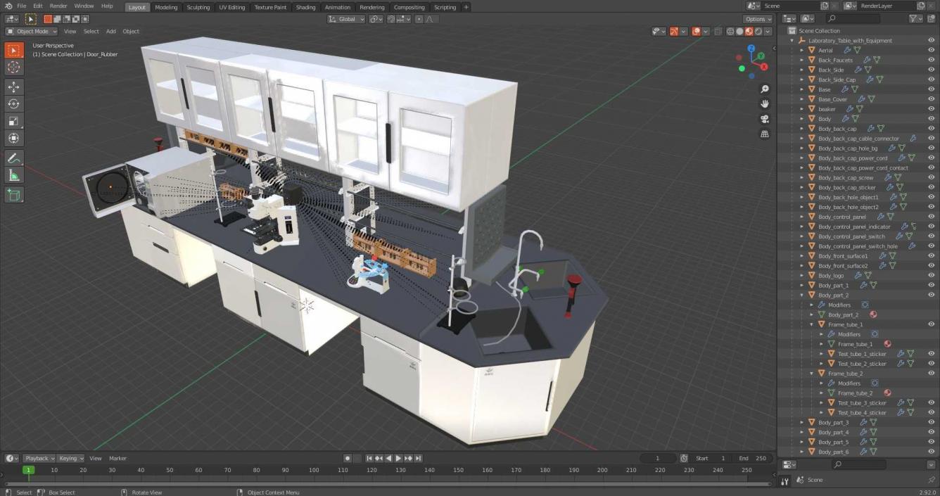 3D Laboratory Table with Equipment