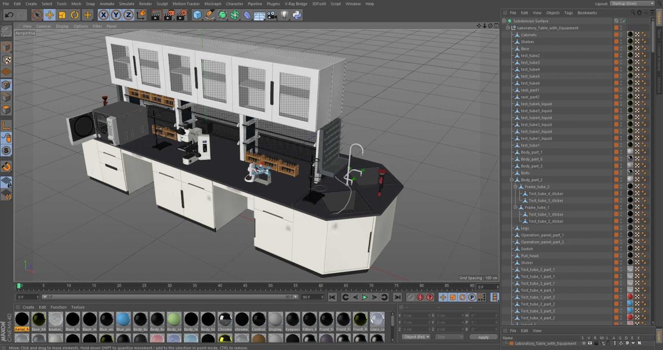 3D Laboratory Table with Equipment