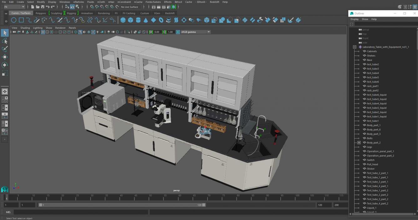 3D Laboratory Table with Equipment