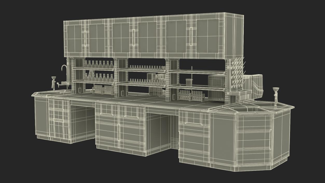 3D Laboratory Table with Equipment