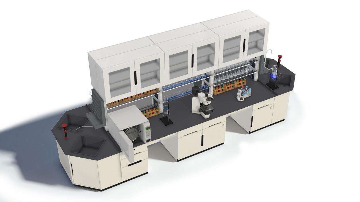 3D Laboratory Table with Equipment