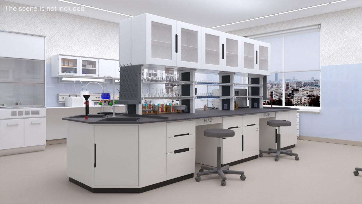 3D Laboratory Table with Equipment