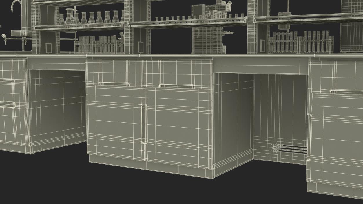 3D Laboratory Table with Equipment