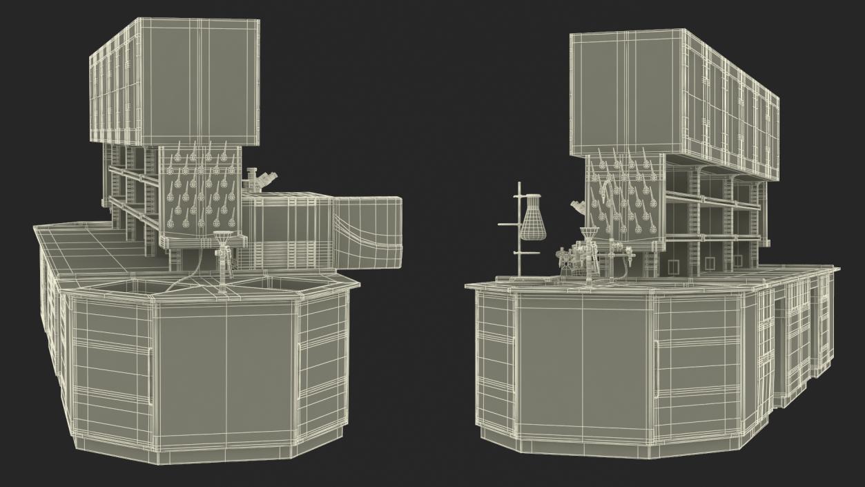 3D Laboratory Table with Equipment