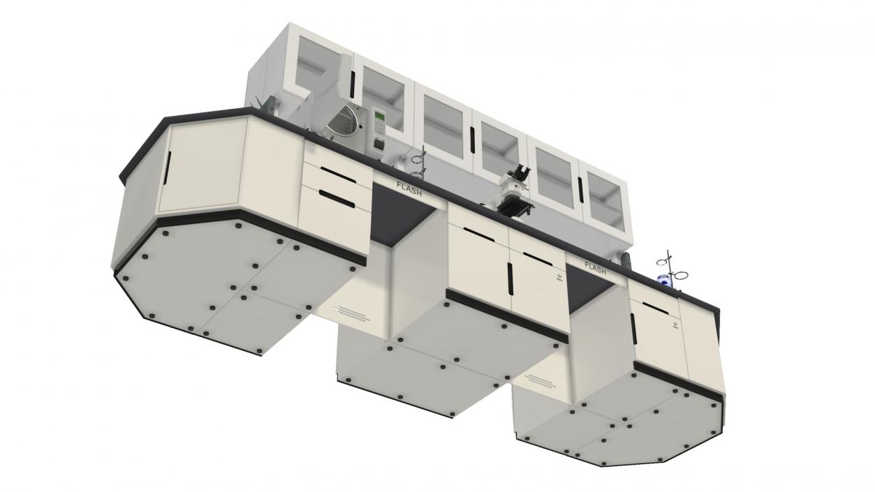 3D Laboratory Table with Equipment