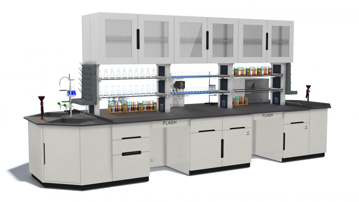 3D Laboratory Table with Equipment