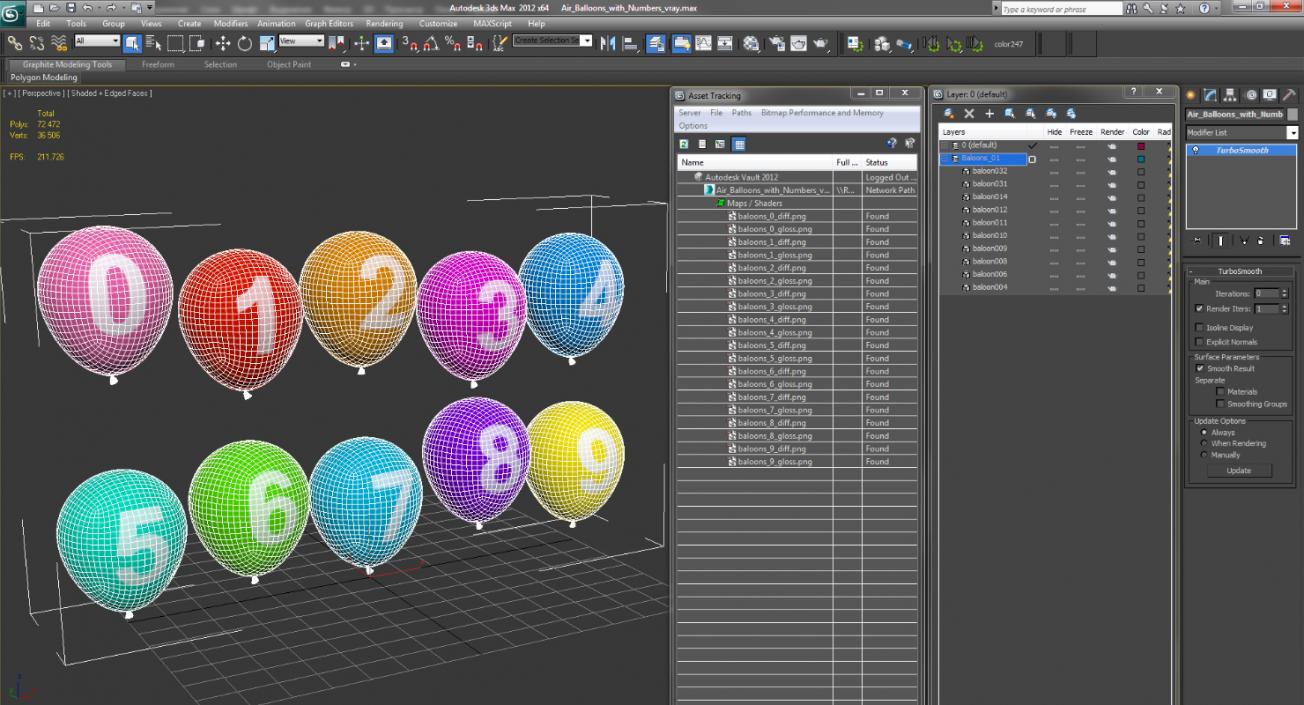 3D model Air Balloons with Numbers