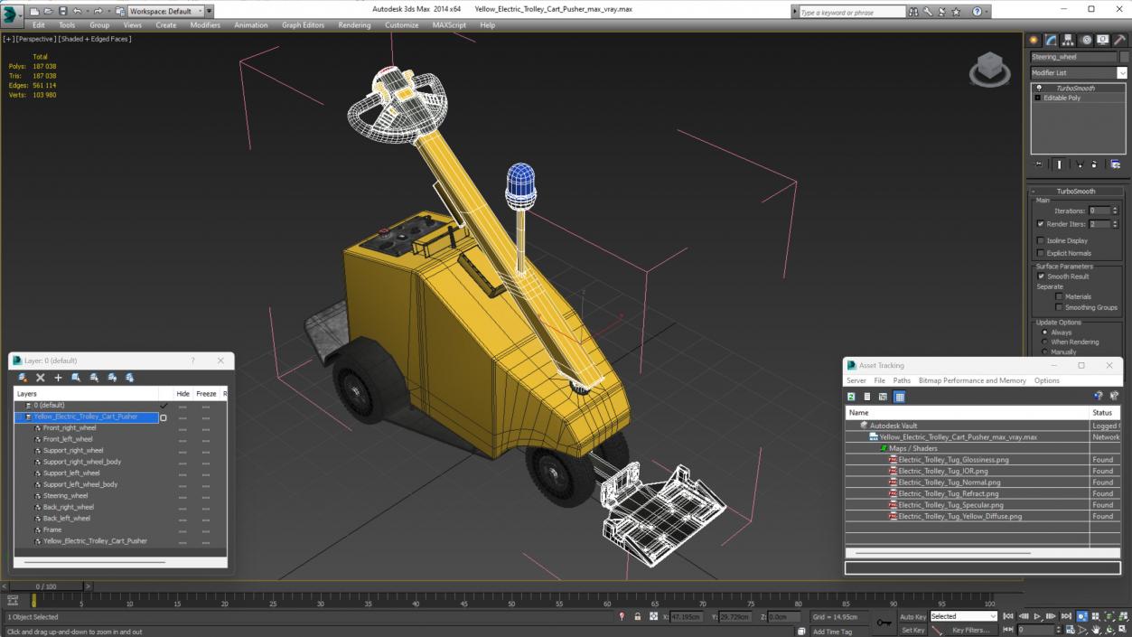 3D model Yellow Electric Trolley Cart Pusher