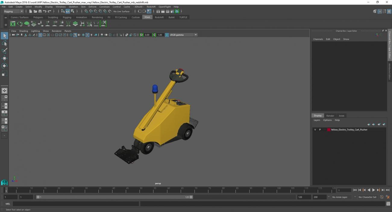 3D model Yellow Electric Trolley Cart Pusher