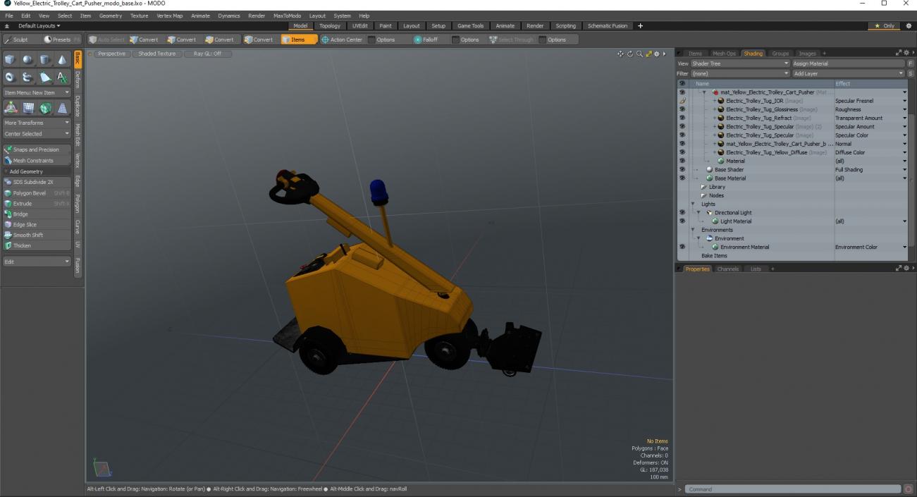 3D model Yellow Electric Trolley Cart Pusher