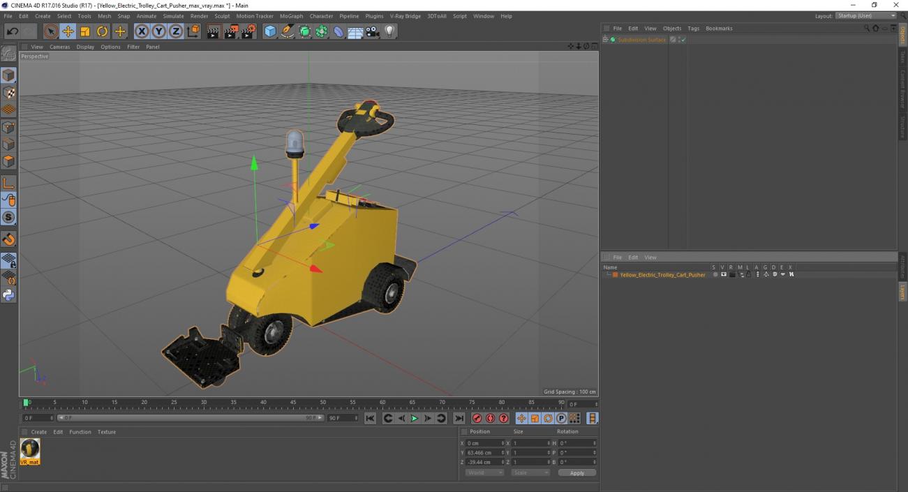 3D model Yellow Electric Trolley Cart Pusher