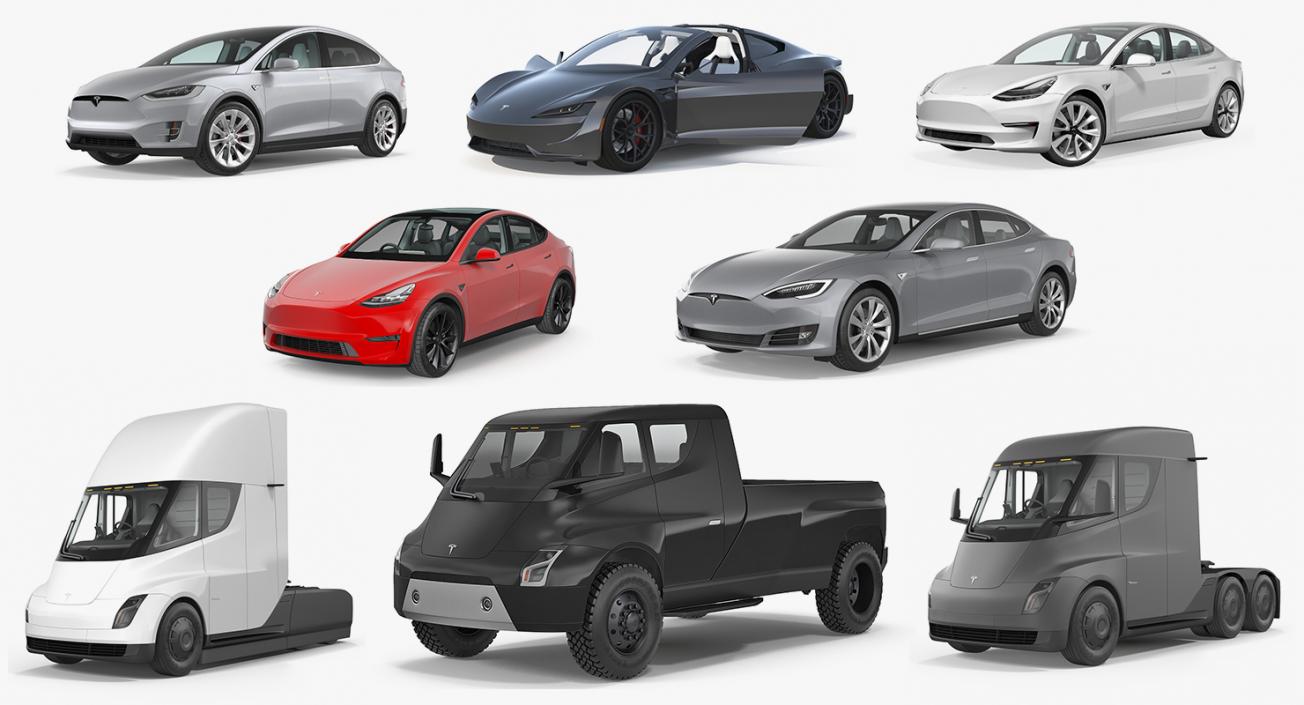 Tesla Cars Big 3D Models Collection 3 3D