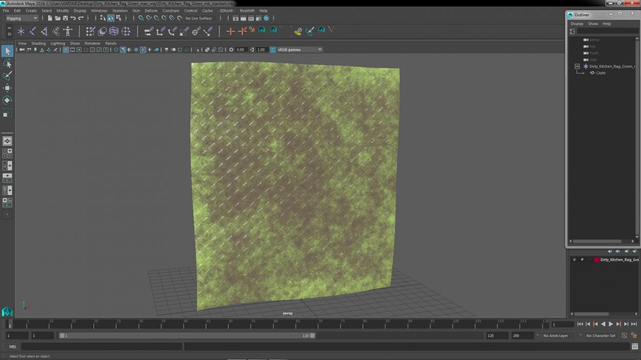 3D Dirty Kitchen Rag Green model