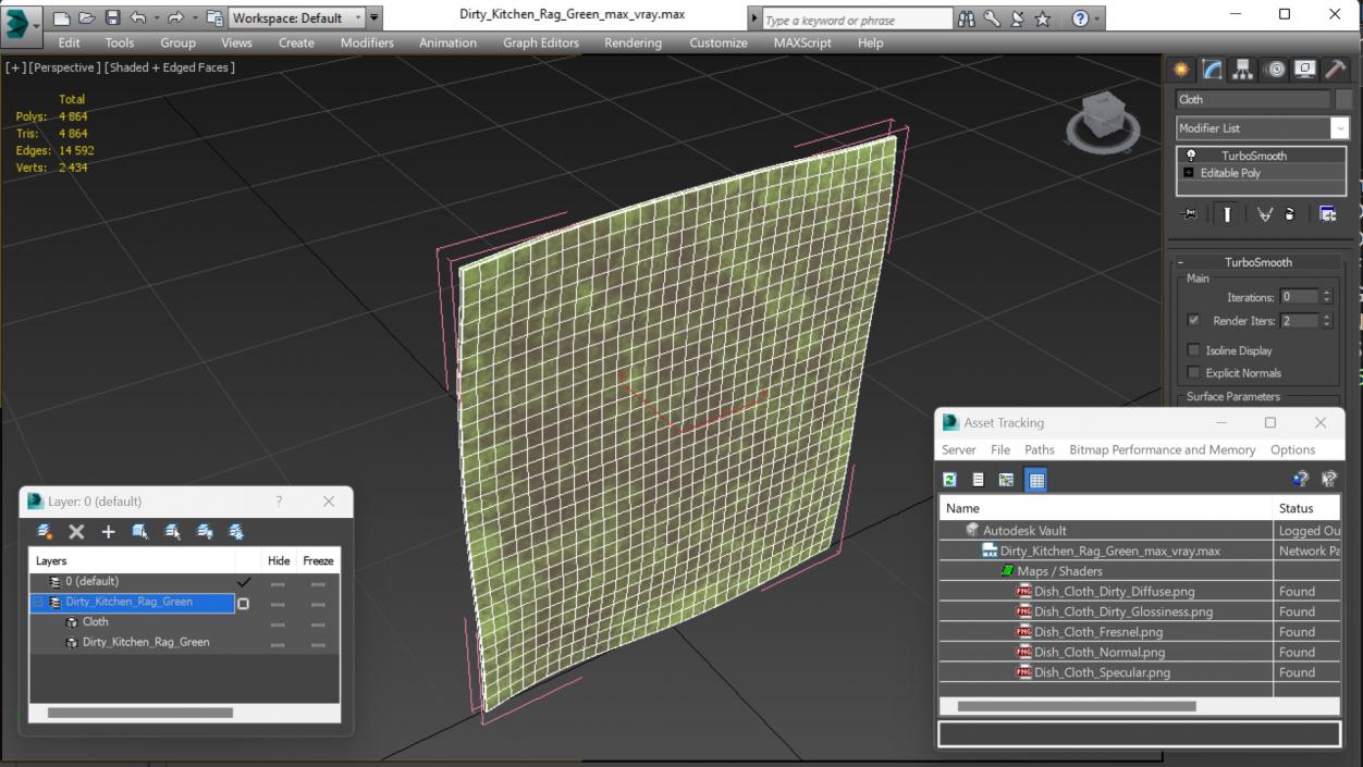 3D Dirty Kitchen Rag Green model