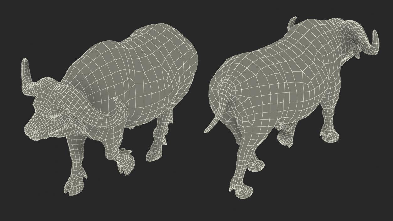 African Buffalo Walking Pose with Fur 3D