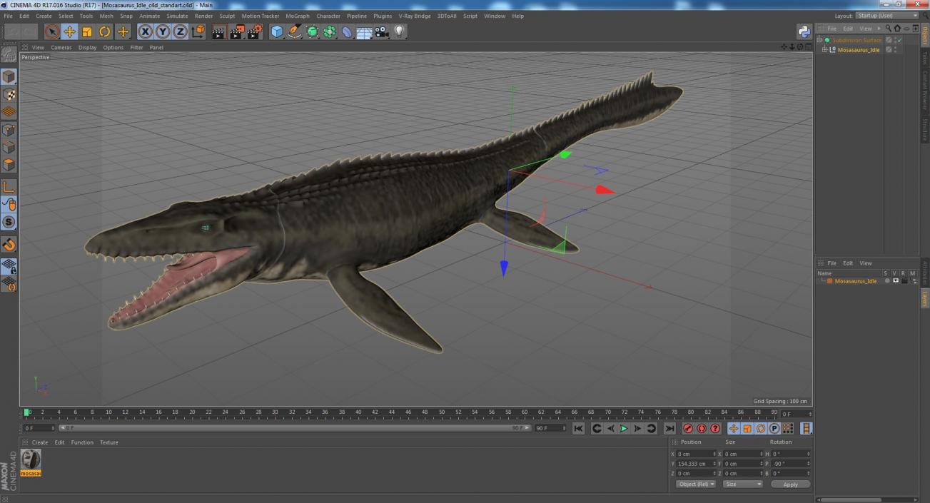 3D model Mosasaurus Idle