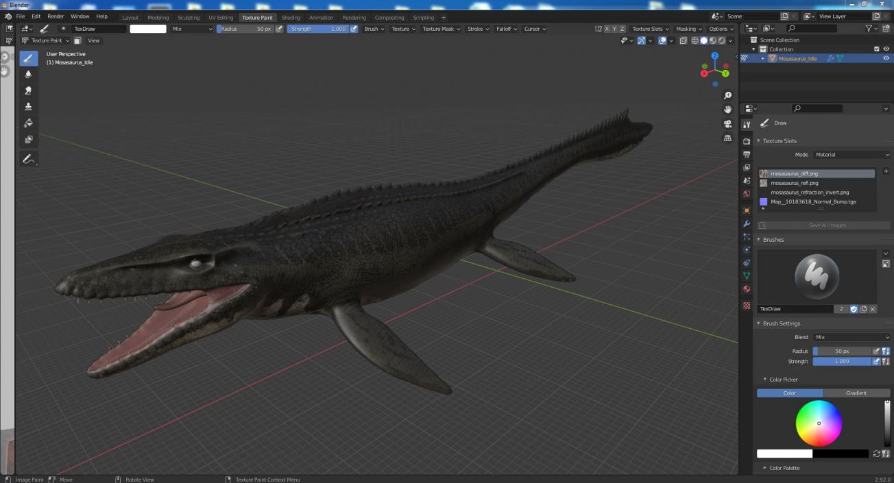 3D model Mosasaurus Idle