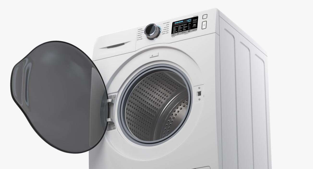 Front Load Washing Machine White 3D