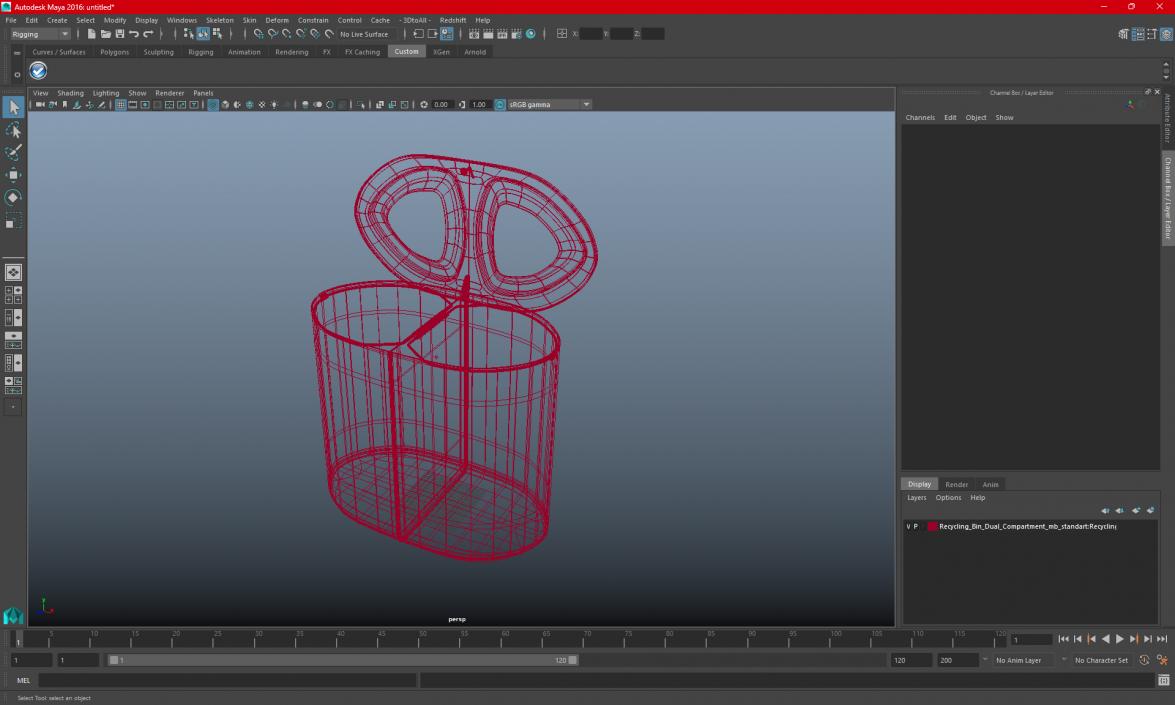 3D model Recycling Bin Dual Compartment