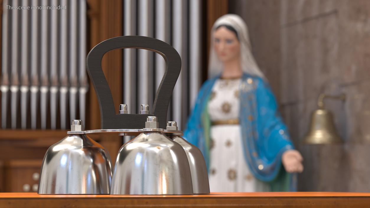 3D Silver Liturgical Altar Bell 3 Tones