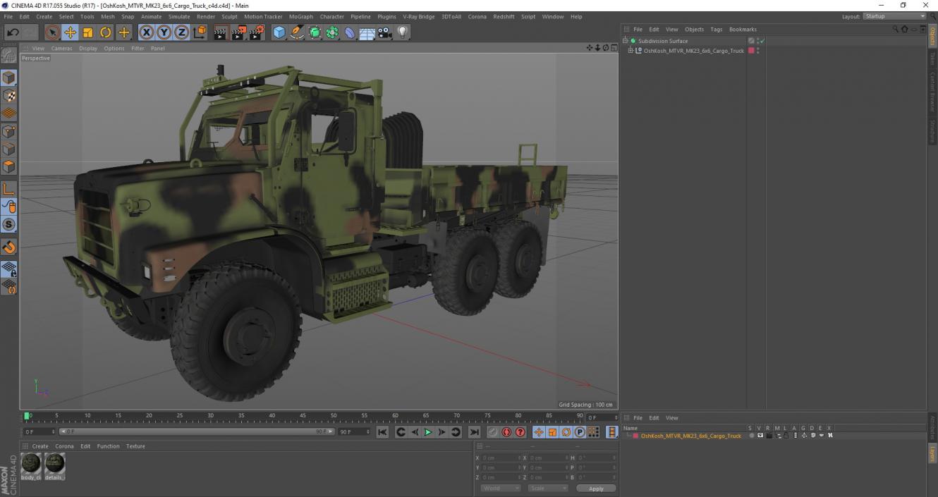 3D OshKosh MTVR MK23 6x6 Cargo Truck model