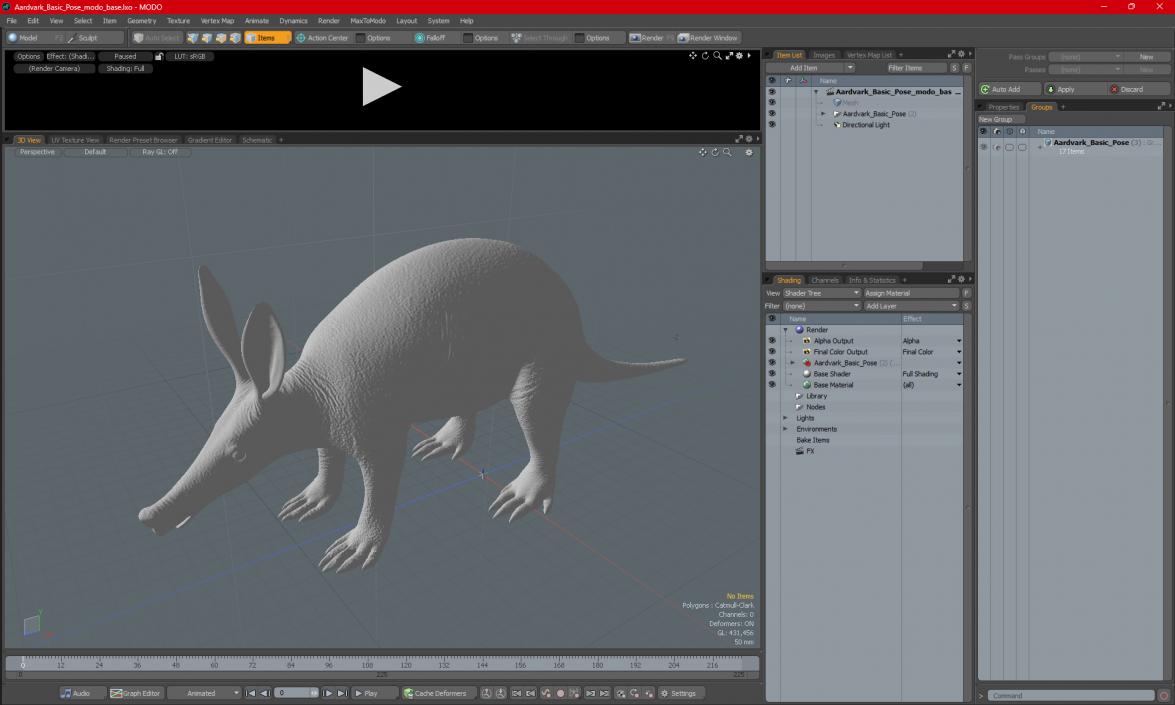 Aardvark Basic Pose 3D model