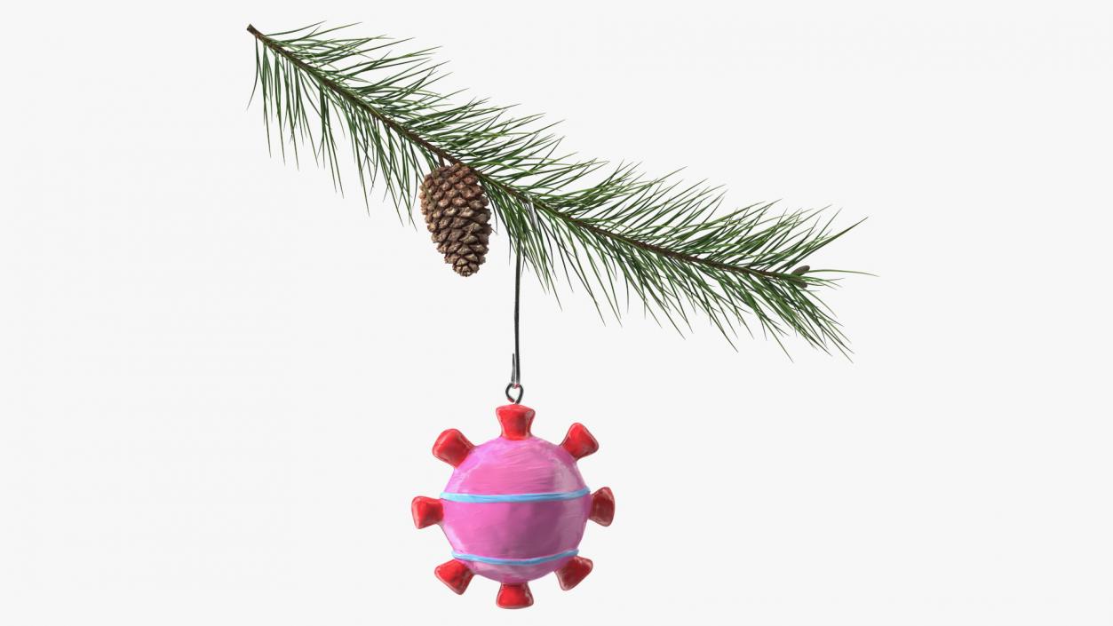 Coronavirus Ornament Christmas Branch 3D