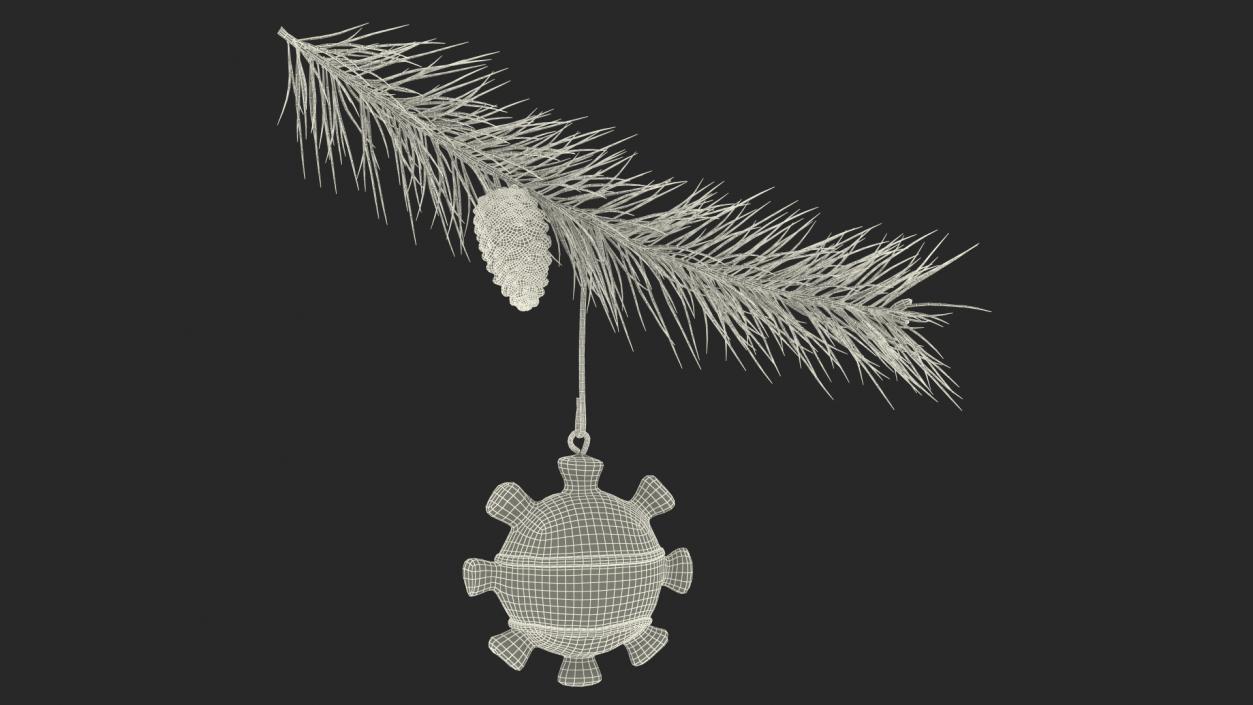 Coronavirus Ornament Christmas Branch 3D