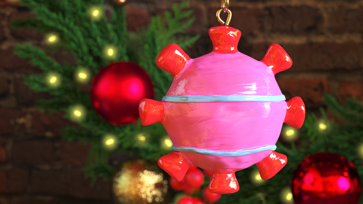 Coronavirus Ornament Christmas Branch 3D