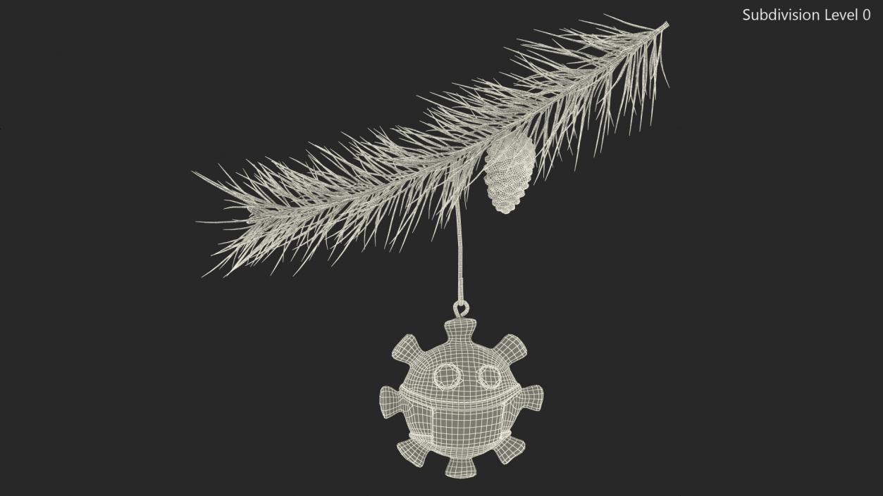 Coronavirus Ornament Christmas Branch 3D